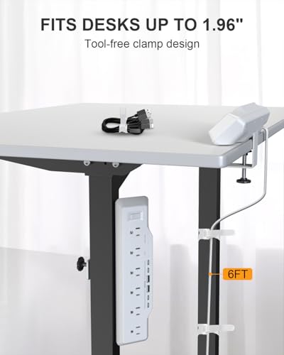 Desk Clamp Power Strip Surge Protector, 6 Outlets, Flat Plug, 1800J, 4 USB-C Ports (Any Port 35W), for Home & Office, Flame-Retardant PC-ABS Housing, Fits 1.96" Desk Edge, White - style: Desk Clamp Socket - White