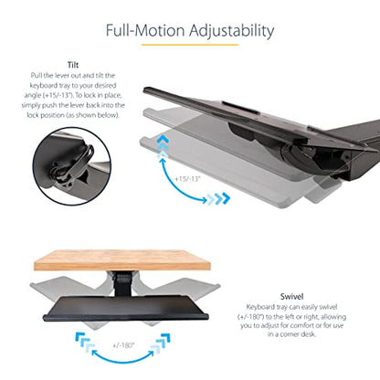 StarTech Under Desk Keyboard Tray, 10" x 26" Platform (KBTRAYADJ2) | Full Motion & Height Adjustable Keyboard and Mouse Tray, Mount Computer, Pad Wrist Rest - style: Full Motion