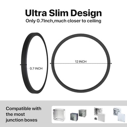 12 Inch Black LED Flush Mount Ceiling Light Fixture (2 Pcs) - color: Black, size: 12inch-2Pack
