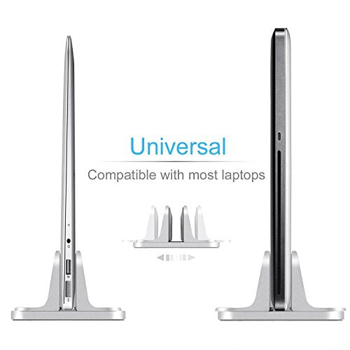 Vertical Laptop Stand for Desk [Adjustable] Sturdy Aluminum Dock Fits All Laptops (up to 20.3 inches) Space Saving, Modern Compact Holder, Compatible with MacBook Pro/Air, Surface, HP, Dell (Silver) - color: Sliver
