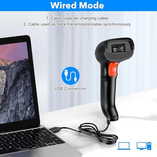 Symcode USB Barcode Scanner Handheld Wired Automatic Bar Code Scanner with Long USB Cable for Mobile Payment, Convenience Store, Supermarket, Warehouse