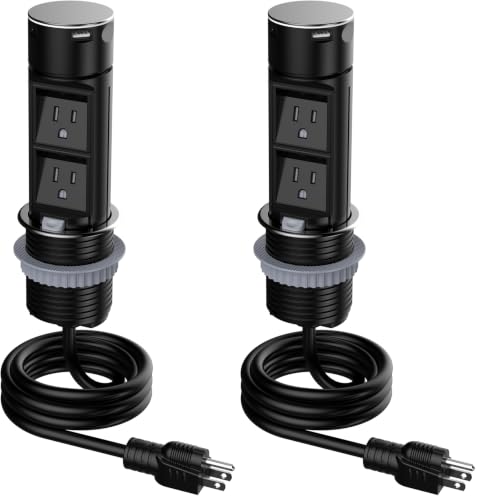Link2Home Pop Up Outlet with 2 AC Power Outlets, 2 USB A/C Ports, 2.4A Fast Charge, Splash Resistant, Stainless Steel Retractable Socket for Kitchen Counter or Desk (Pack of 2) - size: 2 Pack