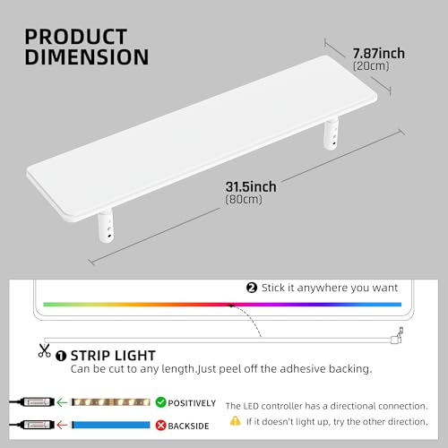 AFOOYO Dual Monitor Stand for Desk, Adjustable Height Wood Computer Riser, Ergonomic Monitor Shelf for Laptop, Printer, TV, Black - Large Storage Space, Sturdy Desk Organizer for Home & Office,White