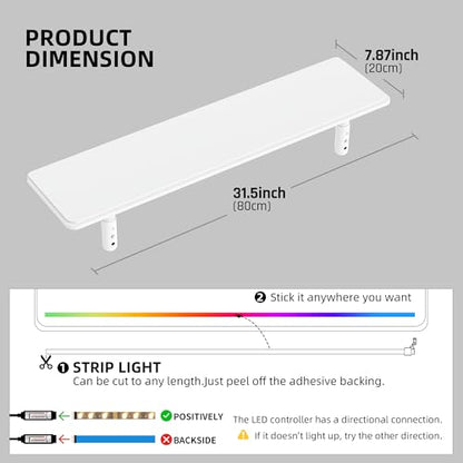 AFOOYO Dual Monitor Stand for Desk, Adjustable Height Wood Computer Riser, Ergonomic Monitor Shelf for Laptop, Printer, TV, Black - Large Storage Space, Sturdy Desk Organizer for Home & Office,White