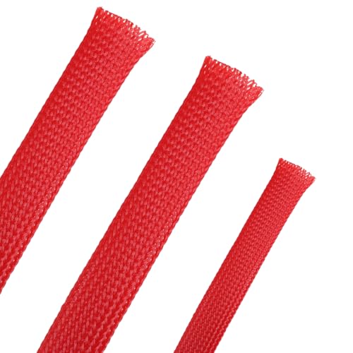 25ft PET Expandable Braided Cable Sleeve 13/16inch(20mm) Pet Braided Cable Sleeve for Audio Video Device Wire Automotive Wire (Red) - color: Red, size: 20mm"(13/16 inch)