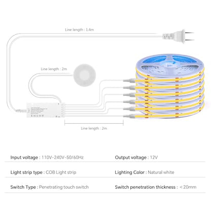 12V Under Cabinet Lighting Kit 3.3Ft 6-in-1 Self-Adhesive - color: Neutral White, size: 3.3Ft