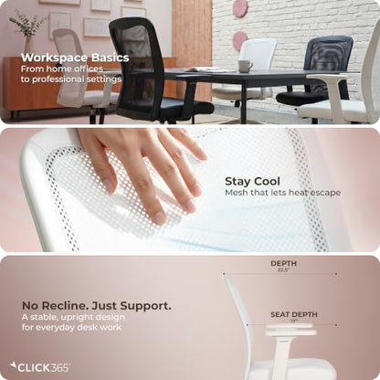 Click365 Ergonomic Office Chair Lumbar Support, Mid-Back Mesh Chair, 8 Pack - color: M110/White X 8