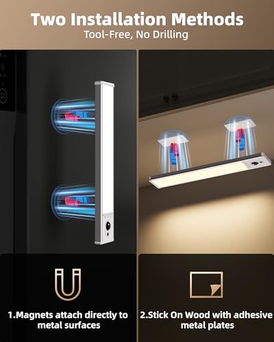 EZVALO Under Cabinet Lighting with Charging Station, Rechargeable Motion Sensor Light Indoor, Dimmable Closet Lights Wireless, 3000K, Motion Activated Under Counter Lights for Kitchen,Pantry(3 Pcs) - color: Warm White