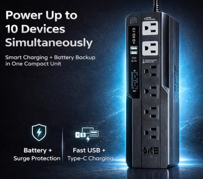 SKE SMART KEY ENERGY SKE 425VA/240W UPS Battery Backu Surge Protector for Computer UPS Battery Backup Uninterruptible Power Supply…, VL425 - size: 425VA/240W