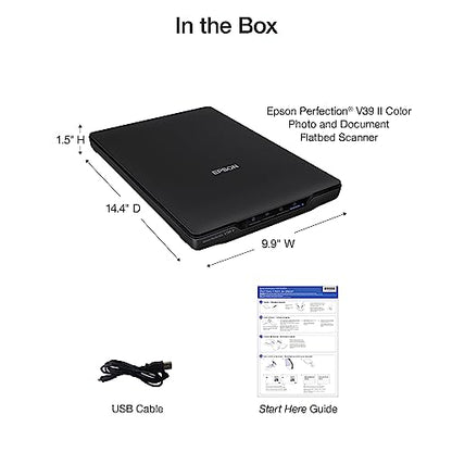 Epson Perfection V39 II Flatbed Photo Scanner 4800 dpi Optical Resolution | 4800 dpi Optical Resolution Image Scanning High-Rise Removable Lid Scan to Cloud and USB Power Black - style: Perfection V39 II