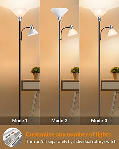 LEPOWER Floor Lamp, Bright Standing Lamp with Replaceable 3000K LED Lights - style: Floor Lamp (2 heads)