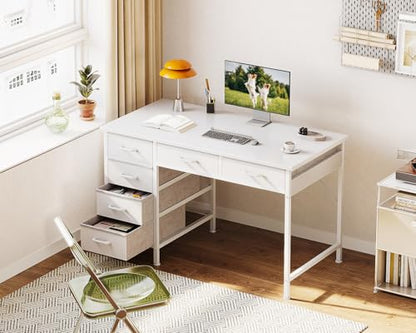 ODK 40 Inch White Computer Desk with 6 Drawers - color: White, size: 40 Inch