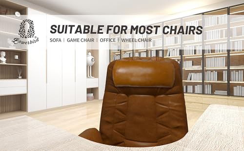 BOWERBIRD Genuine Leather Recliner Head Pillow-Head and Neck Pillow-Headrest Cushion for Neck Pain Relief and Cervical Support - color: Caramel
