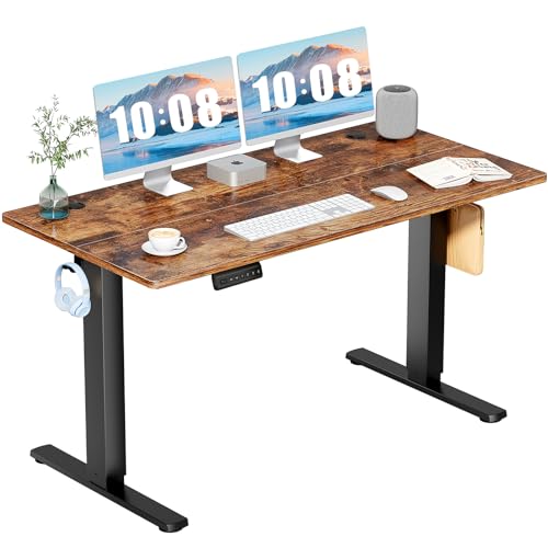 DUMOS 55 Inch Electric Standing Desk, Memory Adjustable Home Office Desk - color: Rustic, size: 55-Inch