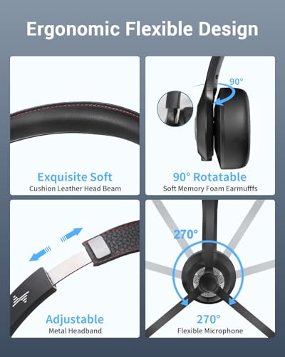 JIAMQISHI Bluetooth Wireless Headset with Mic for Work, Bluetooth 5.2, B0G4X3NFB5