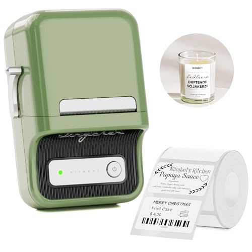 NIIMBOT B21 Label Maker Thermal Label Printer, Good Idea for Home Organization Office Business, 50x30mm Label-230Pcs | Thermal Label Printer with 1 Pack 50x30mm White Label for Home/Office/Business, Compatible with iOS & Android - color: Green