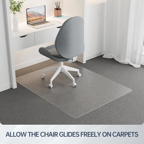 Desk Chair Mat for Low Pile Carpets, 55" x 35" Office Clear Protector Floor Mat for Carpets, Easy Glide Plastic Mat for Office Home (Rectangle)