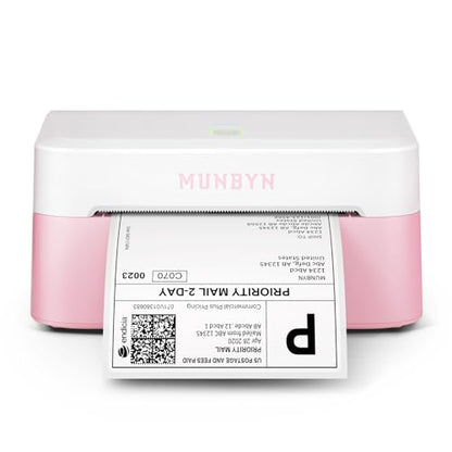 MUNBYN Bluetooth Thermal Label Printer, Wireless 4x6 Shipping Label Printer | Work for Small Business, Compatible with Android, iPhone, Windows, Mac, Chromebook, Print Width 1.57"-4.25" - color: Pink