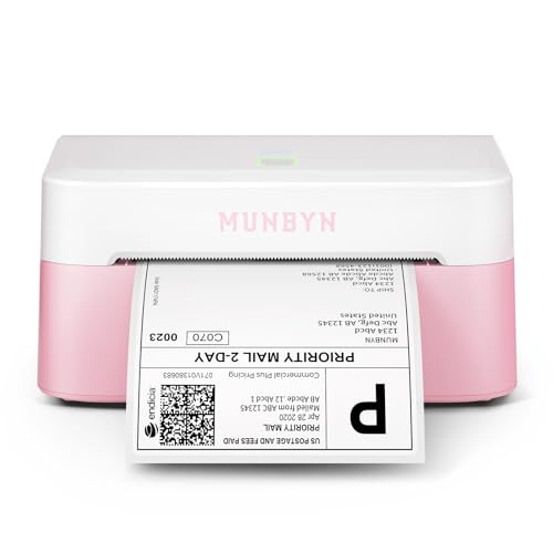 MUNBYN Bluetooth Thermal Label Printer, Wireless 4x6 Shipping Label Printer | Work for Small Business, Compatible with Android, iPhone, Windows, Mac, Chromebook, Print Width 1.57"-4.25" - color: Pink