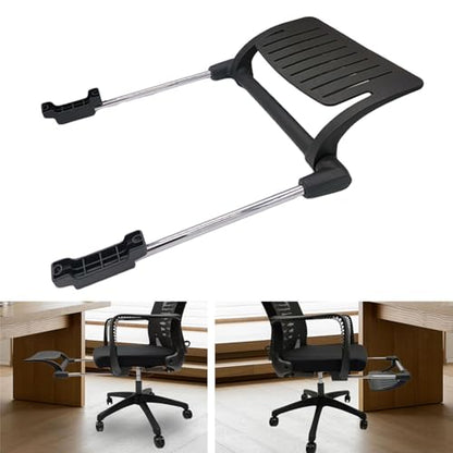 Office Chair Footrest Attachment, Adjustable Sliding Foot Pedal, Black Iron & PP Frame for Mesh and Swivel Chairs