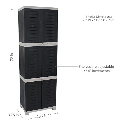 Sunnydaze 72" Garage Storage Cabinet with Locking Doors & Shelves, Gray - color: Charcoal, style: No Drawer - 72" H