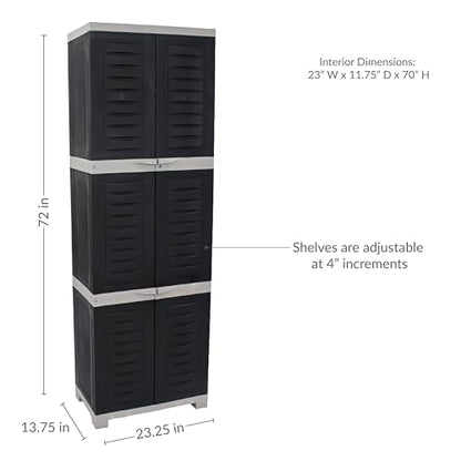 Sunnydaze 72" Garage Storage Cabinet with Locking Doors & Shelves, Gray - color: Charcoal, style: No Drawer - 72" H