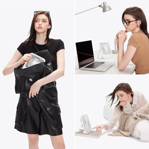 JISULIFE Desk Fan Battery Rechargeable, 180°Foldable Portable Personal Fan - color: White, size: 4500mAh