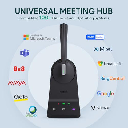 Yealink WH64 Mono DECT & Bluetooth Wireless Headset for Phone PC Cellphone