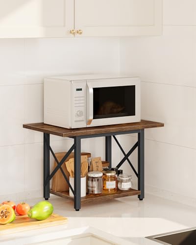 Printer Stand, 23.6" Under Desk Printer Table with Locking Wheels Adjustable Feet, 2-Tier Heavy Duty Printer Cart with Shelf, for Home Office, Living Room, Rustic Brown and Black TPS01BF - color: Rustic Brown
