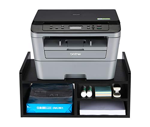 Desktop Printer Stand with Storage, Paper Storage Holder Rack for Desk, Wooden Printer Organization for Home/Office, Black - color: Black, size: Model 1
