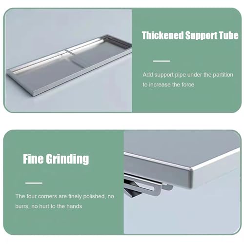 304 Stainless Steel Wall-Mounted Folding Table, Laundry Fold Down Table, Folding Wall Desk for Office Kitchen, Save Space for Room, Storage W 15.7"-47.2", H11.8/15.7"(100x30cm/39.4x11.8in) - size: 100x30cm/39.4x11.8in