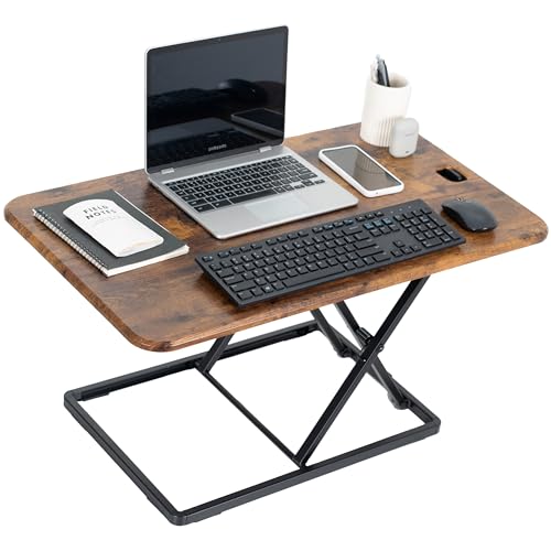 VIVO Vintage Brown 32 in Single Top Standing Desk Converter, DESK-V032JN - color: Vintage Brown, size: 32"