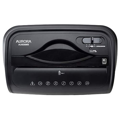 Aurora AU608MB High-Security 6-Sheet Micro-Cut Paper Credit Card Shredder with 3.5-Gallon Wastebasket, 4-Minute Continuous Running Time, Security Level P-4 - style: 6-Sheet Micro-cut