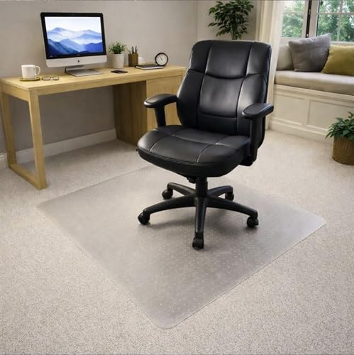 Marvelux Office Chair Mat for Low Pile Carpets 36" x 48”, Clear Vinyl Protector Mat for Under Desks, Rectangular PVC Carpeted Floor Mat for Gaming Chairs and Computer Desks - size: 36" x 48" - Rolled
