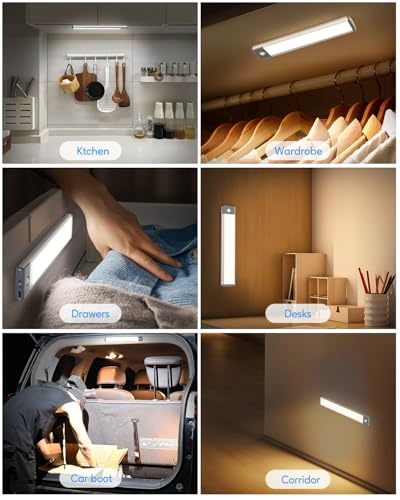 HIBOITEC 35LED Under Cabinet Lighting Motion Sensor Lights 3 Color Temps - size: 8inch-35LED