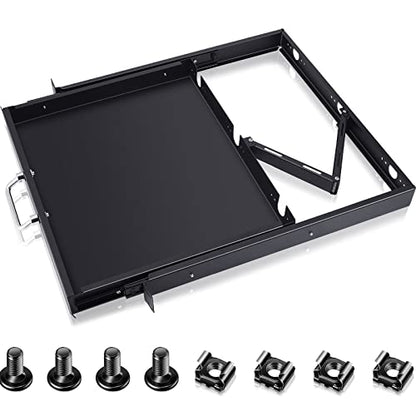 1U Rack Mount Sliding Keyboard Tray Cantilever Network Equipment Racks 19 Inch Cabinet Drawer Sliding Shelf for Server Data Music Studio Accessories