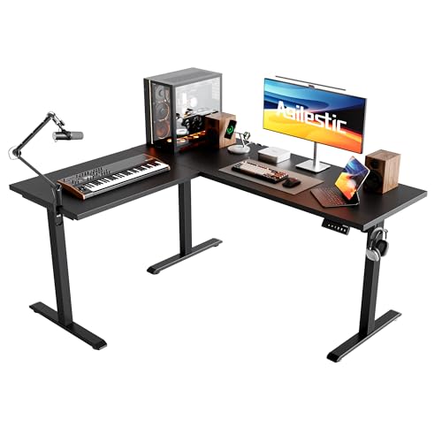 Agilestic L Shaped Electric Standing Desk Adjustable Height, 59Inch, Black - color: Black, size: 59 x 48 Inch