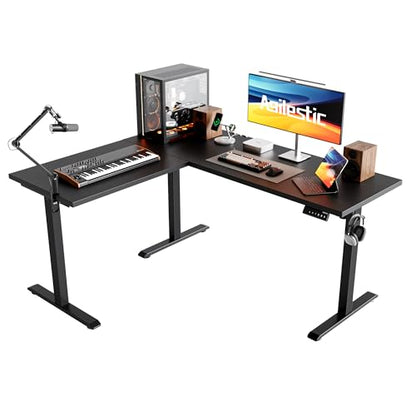 Agilestic L Shaped Electric Standing Desk Adjustable Height, 59Inch, Black - color: Black, size: 59 x 48 Inch