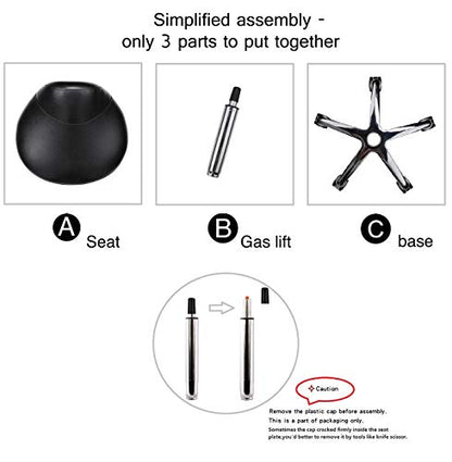 Kaleurrier Rolling Saddle Stool Chair: for Salon Kitchen Swivel Desk Chairs - color: Black, style: Without Back