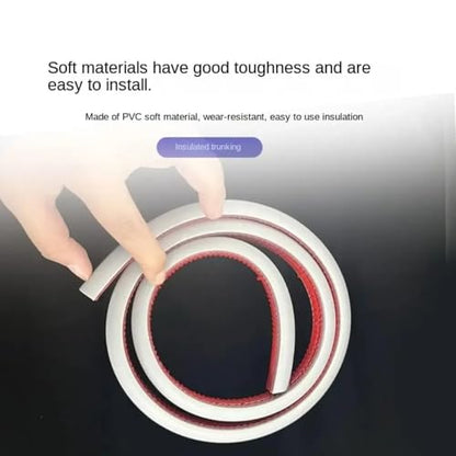 15mm 3M Invisible Adhesive Cable Raceway - Anti-Step Cord Protector Soft Wire Cover with Cap for Wall Home Office Use