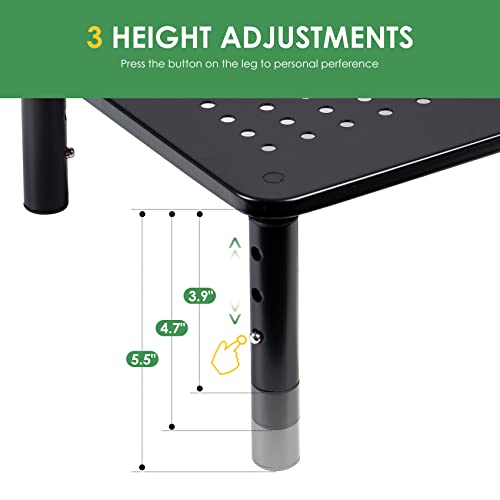 DOLALIKE 2 Pack Desktop Riser, 3 Height Adjustable Monitor stands for 2 Monitors, PC, Computer, Printer, iMac, Desktop Monitor Stand with Ventilated Platform for Airflow