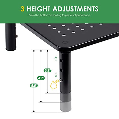 DOLALIKE 2 Pack Desktop Riser, 3 Height Adjustable Monitor stands for 2 Monitors, PC, Computer, Printer, iMac, Desktop Monitor Stand with Ventilated Platform for Airflow