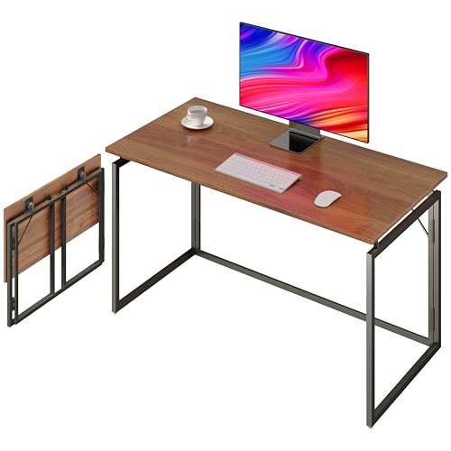 alawooder 31.5" Folding Desk: No Assembly, Wood Top for Small Spaces - color: Brown, size: 31.5"W x 15.7"D