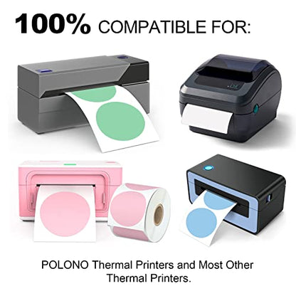 Misofuki 2" 750 Labels Green Circle Direct Thermal Stickers Labels Roll Compatible with Zebra, Rollo, MUNBYN, Self-Adhesive Round Direct Thermal Labels - color: C-1-gr