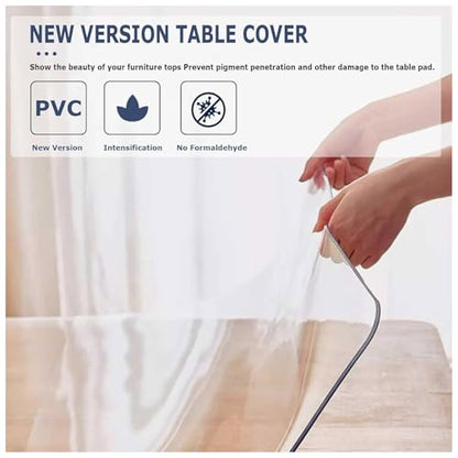 Clear Table Cover Protector 1.5 Thick, 12"x62" Plastic Table Cover Protector, PVC Desk Mat, Easy to Clean, Waterproof Tablecloth for Kitchen, Dinning Room - size: 12" x 62" (Rectangular)