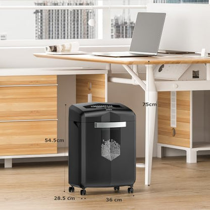 Bonsaii 18-Sheet Cross-Cut 60-Min Run Heavy Duty Paper Shredder | Anti-Jam, P-4 Security Level, 62dB Ultra-quiet, 6-Gal Bin with Casters, Shreds Credit Cards & Staples C149-C - size: 1 8 Sheet Cross Cut