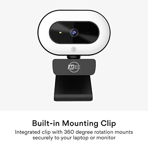 MEE audio CL8A 1080p HD Webcam with Ring Light, Microphone, Autofocus, Low Light Correction, 360° Rotation; USB Streaming Web Camera for Video Calling via Zoom/Skype on Computer PC Mac Laptop Desktop - style: 1080p Ring Light