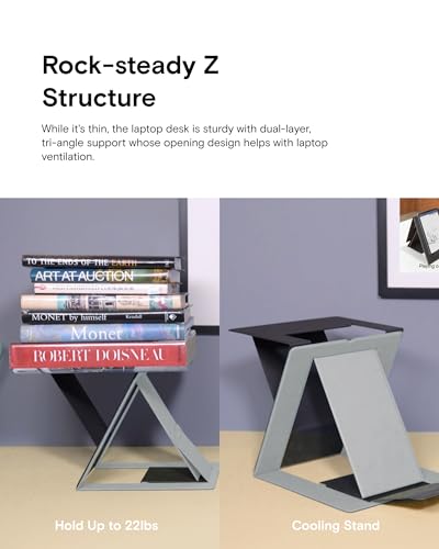 MOFT Folding Laptop Stand Lap Desk, Portable & Mini Computer Stand Laptop Desk for Travel and Home Office, Ergonomic Design with Adjustable Viewing Angles, Lightweight Computer Cooling Riser, Black - color: Black