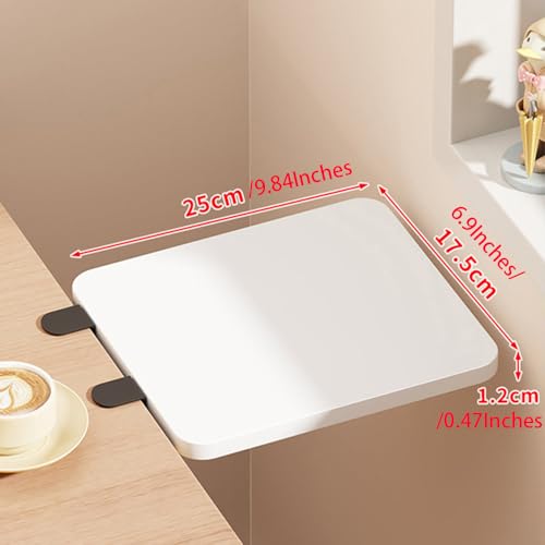 Desk Extender Tray, Punch-Free Clamp on 90° Foldable Keyboard Drawer Tray, Table Mount Armrest Shelf, Computer Elbow Arm Support (White, 6.9"*9.8"*0.5"/17.5cm*25cm*1.2cm) - color: White, size: 6.9"*9.8"*0.5"/17.5cm*25cm*1.2cm