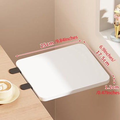 Desk Extender Tray, Punch-Free Clamp on 90° Foldable Keyboard Drawer Tray, Table Mount Armrest Shelf, Computer Elbow Arm Support (White, 6.9"*9.8"*0.5"/17.5cm*25cm*1.2cm) - color: White, size: 6.9"*9.8"*0.5"/17.5cm*25cm*1.2cm